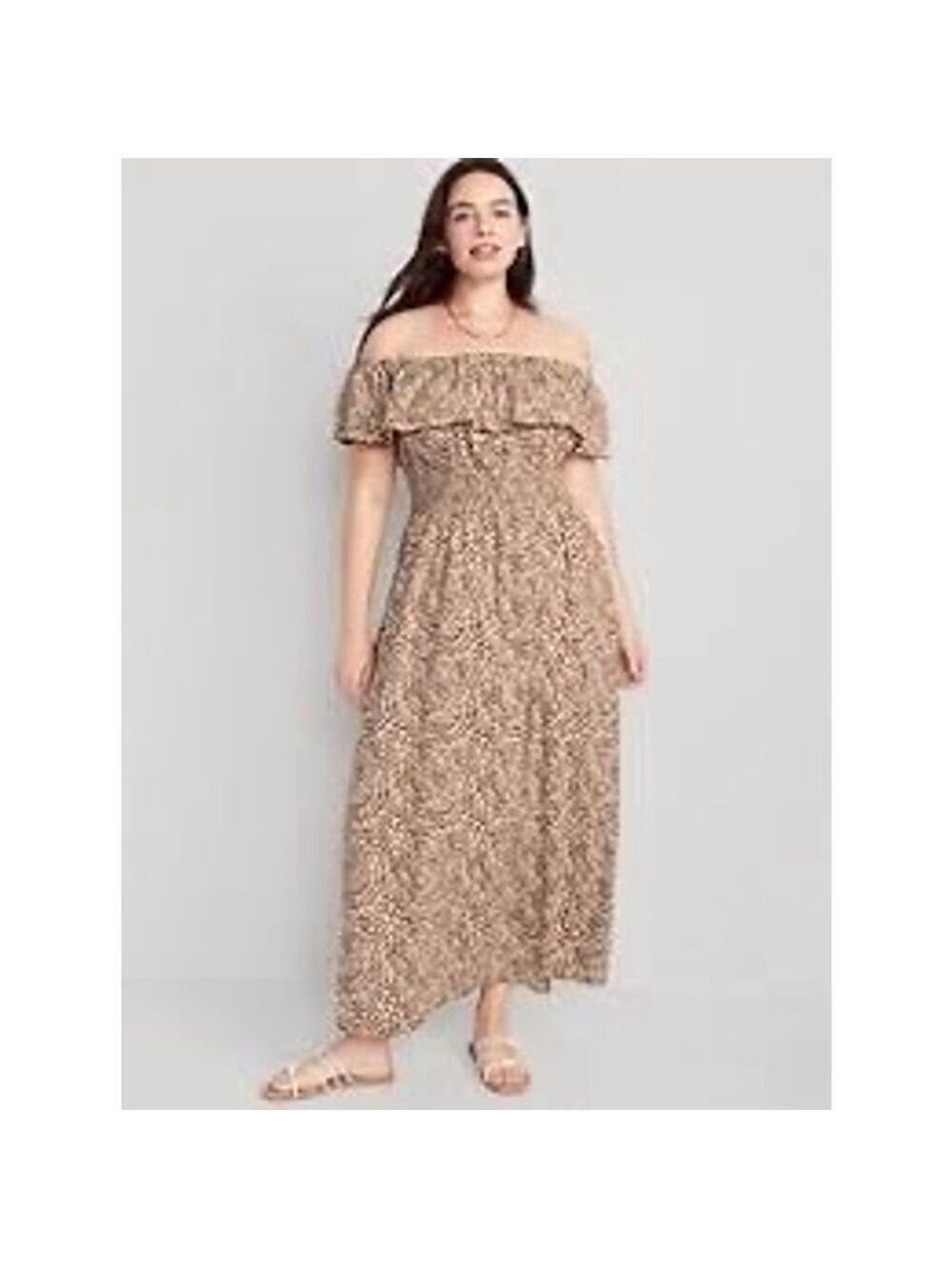 Old Navy “Ditsy Floral” Waist-Defined Off-The-Shoulder Maxi Dress Size XL